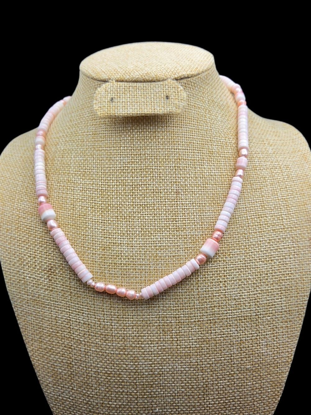 Handcrafted Pink Conch And Pearl Beaded Necklace